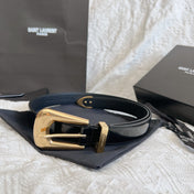YSL 25S BELT 25 MM IN BLACK GLOSSY CALFSKIN 558367