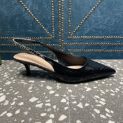 GG SIGNORIA 45 SLINGBACK PUMP BLACK CALFSKIN