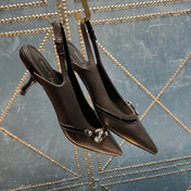 HIGH HEEL 55 MM SLINGBACKS IN BLACK SHEEPSKIN