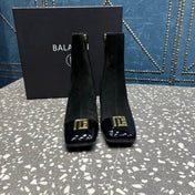 BALMAIN 26S BOOTS 65 MM IN BLACK SUEDE AND CALFSKIN