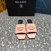 BALMAIN 26S SLIPPERS IN LIGHT PINK GLOSSY CALFSKIN