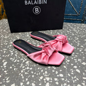 BALMAIN 26S SLIDES IN PINK SATIN
