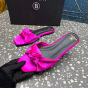 BALMAIN 26S SLIDES IN DARK PINK SATIN