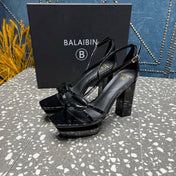 BALMAIN 26S HIGH-HEELED SANDALS 105 MM IN BLACK CALFSKIN STYLE 8