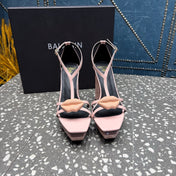 BALMAIN 26S HIGH-HEELED SANDALS 105 MM IN LIGHT PINK CALFSKIN STYLE 7