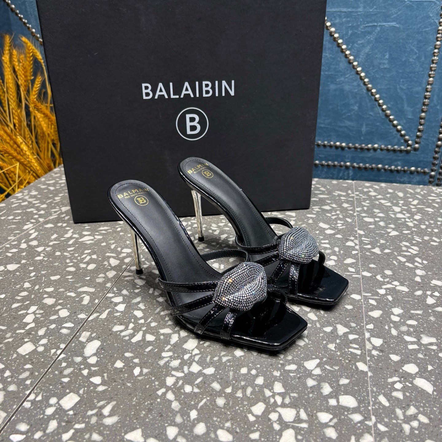 BALMAIN 26S HIGH-HEELED SANDALS 95 MM IN BLACK CALFSKIN STYLE 6