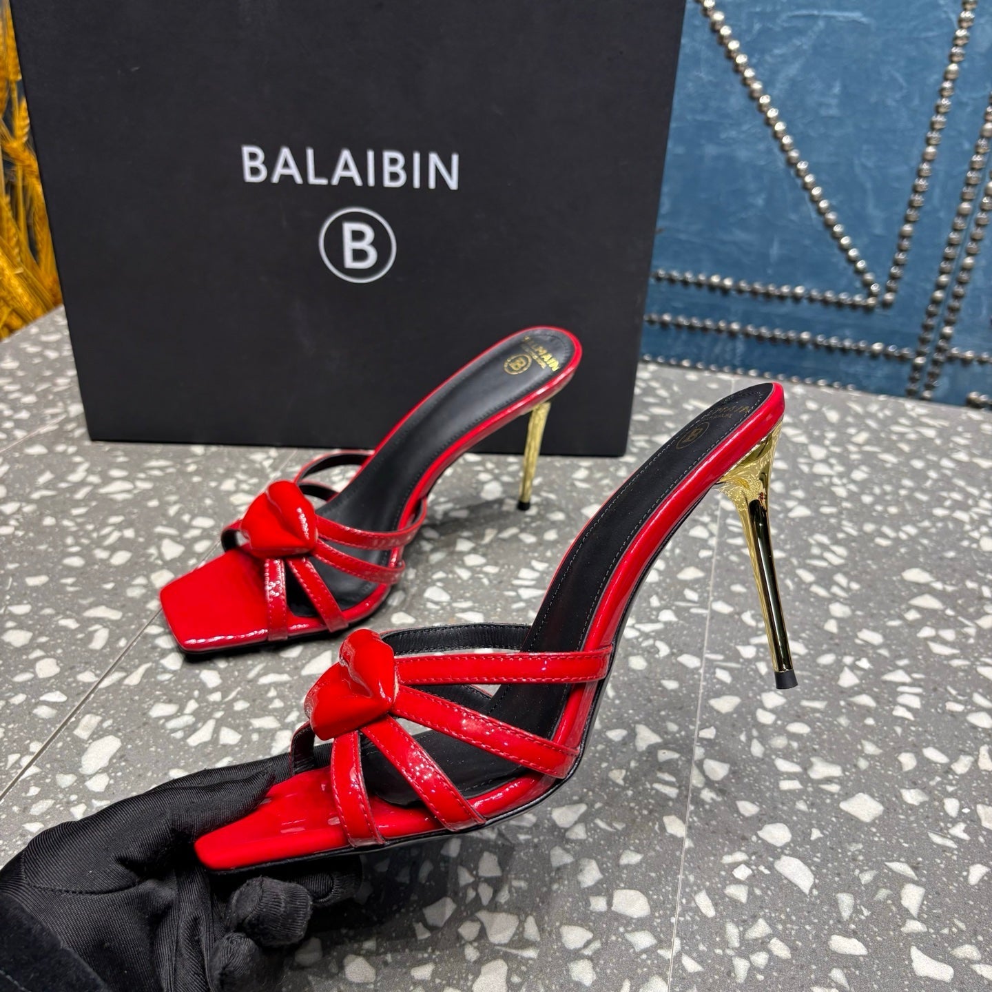 BALMAIN 26S HIGH-HEELED SANDALS 95 MM IN RED CALFSKIN STYLE 1