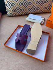 0RAN SANDALS IN ROYAL PURPLE CALFSKIN