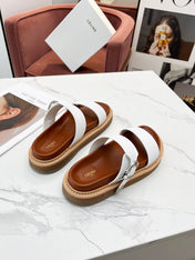 TWO-STRAP SANDALS IN WHITE CALFSKIN