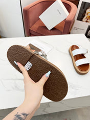 TWO-STRAP SANDALS IN WHITE CALFSKIN