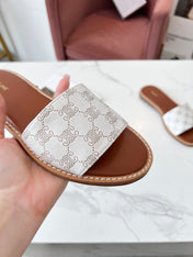 LYMPIA MULE WHITE CANVAS EMBROIDERED LOGO