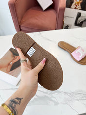 LYMPIA MULE STRIPED LIGHT PINK CANVAS WOOL LOGO