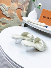 HIGH MULE IN WHITE LAMBSKIN WITH RHINSTONES 55 MM