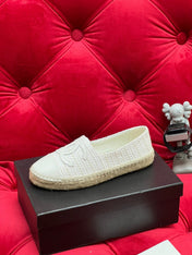 WOVEN LOAFERS IN WHITE FABRIC