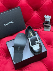 CC MOCCASIN LOAFER IN BLACK MIX WHITE LAMBSKIN