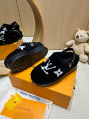 ASPEN COMFORT CLOG IN BLACK MIX WHITE FLEECE