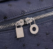 EXTRA POCKET L19 IN SPACE BLUE OSTRICH LEATHER
