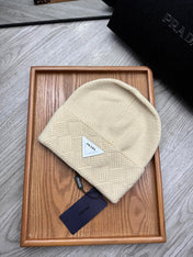 BEANIE HAT IN BISQUE BEIGE WOOL AND RABBIT FUR 436397