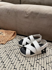 ELECTRIC SANDAL BLACK MIX CREAMY WHITE CALFSKIN