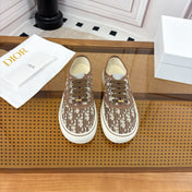 DIOR 26S LOW TOP SNEAKERS IN BROWN OBLIQUE CANVAS WITH RUBBER SOLE