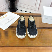 DIOR 26S LOW TOP SNEAKERS IN BLACK OBLIQUE CANVAS WITH RUBBER SOLE