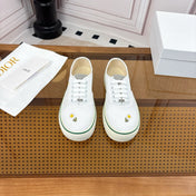 DIOR 26S LOW TOP SNEAKERS IN WHITE CANVAS WITH DAISY EMBROIDERY