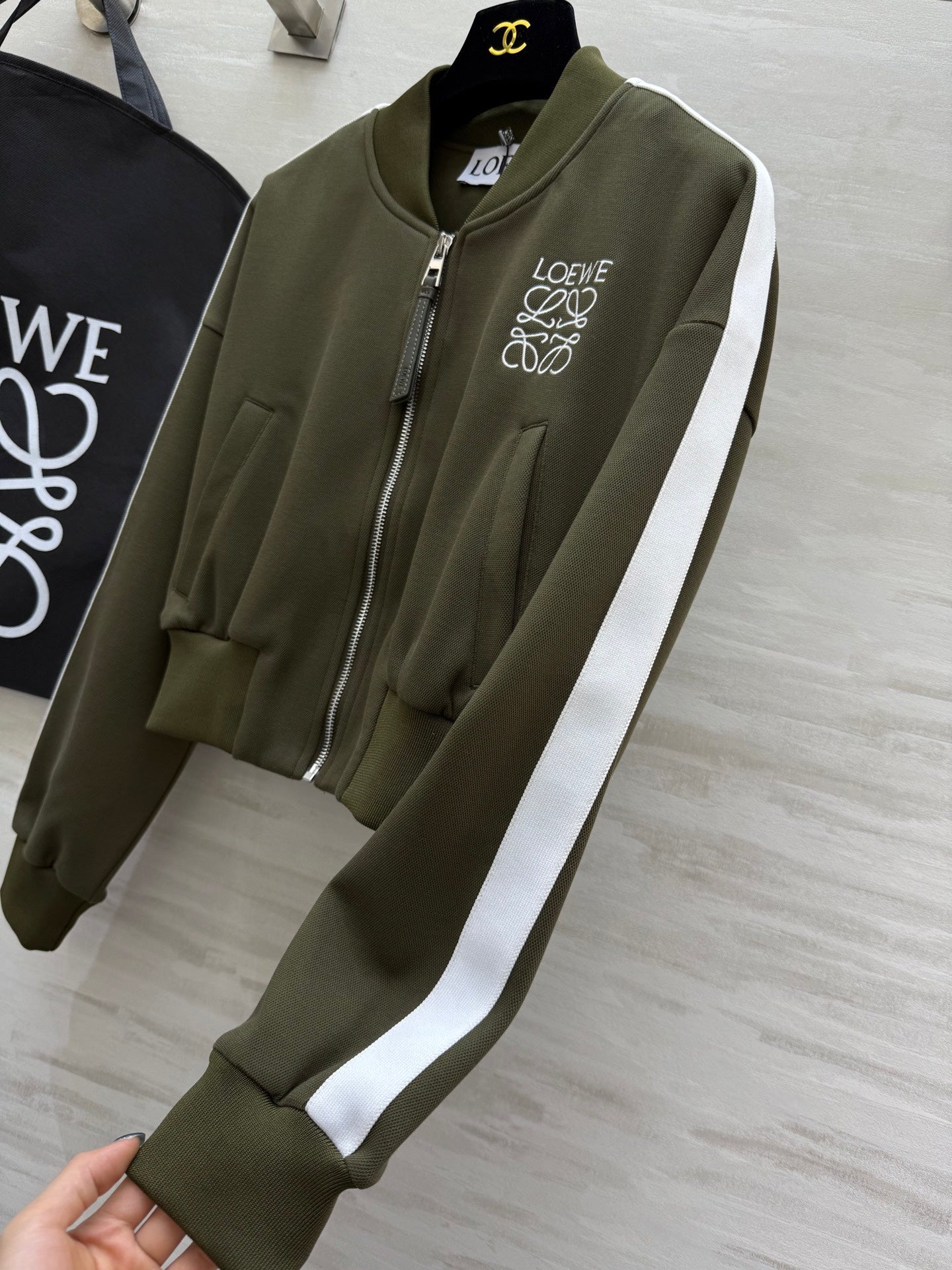 Loewe 25 Logo Jersey Track Jacket Green Cotton