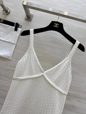 CHANEL WHITE SPAGHETTI STRAP TOP 265024