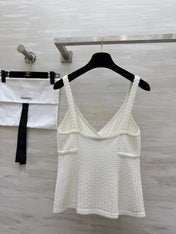 CHANEL WHITE SPAGHETTI STRAP TOP 265024