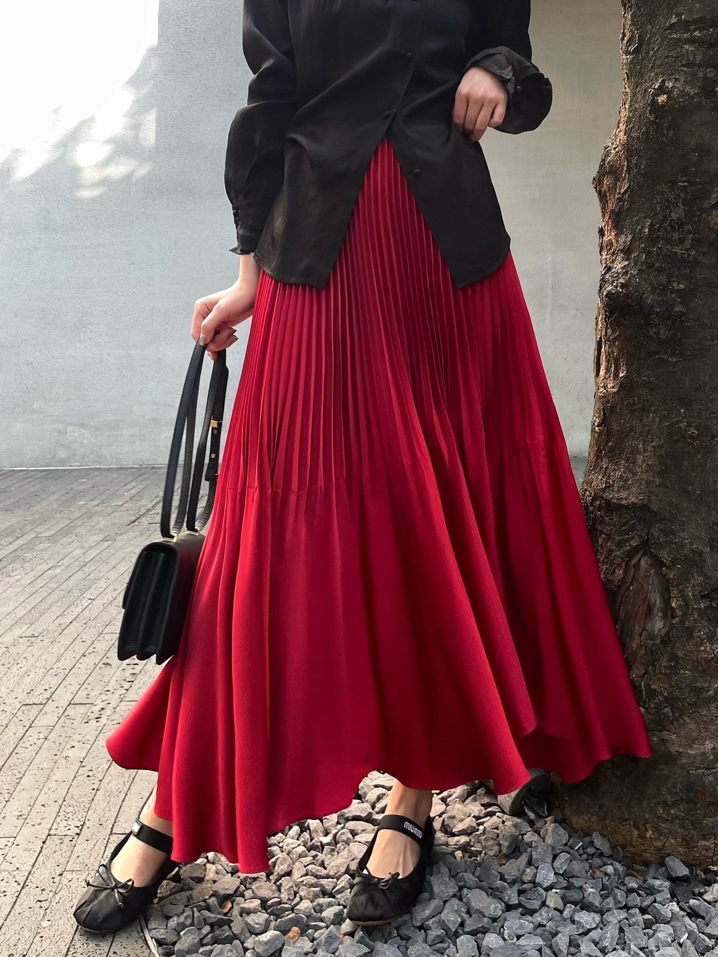 YSL 26S PLEATED MIDI SKIRT 268