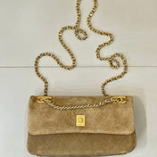 CHANEL 26S FLAP BAG 22 IN BEIGE SUEDE WITH GOLD HARDWARE