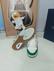 DIOR 26S LOW-TOP SNEAKER IN WHITE AND GREEN CALFSKIN
