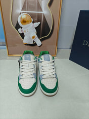DIOR 26S LOW-TOP SNEAKER IN WHITE AND GREEN CALFSKIN