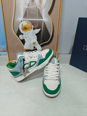 DIOR 26S LOW-TOP SNEAKER IN WHITE AND GREEN CALFSKIN