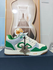 DIOR 26S LOW-TOP SNEAKER IN WHITE AND GREEN CALFSKIN