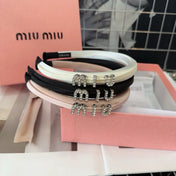 SILK HAIRBAND ATTACHED CRYSTAL LOGO LIGHT PINK 196476