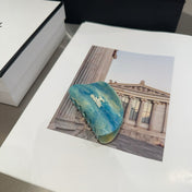CHANEL 26S HAIR CLAW CLIP IN TURQUOISE BLUE METAL 503078