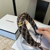CHANEL 26S HEADBAND IN BEIGE AND BLACK TWEED 505319