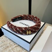 CHANEL 26S HEADBAND IN BEIGE AND RED TWEED 505320