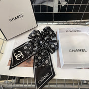 CHANEL 26S HAIR SCRUNCHIE IN BLACK SILK 503074