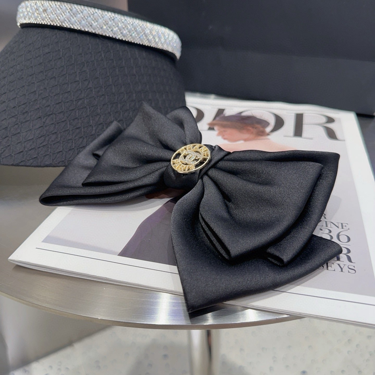 CHANEL 26S HEADBAND IN BLACK SATIN 503079