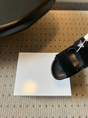 PRADA 26S DOUBLE STRAP SLIDES 35MM IN BLACK SUEDE