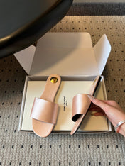 YSL 26S FLAT SLIDES IN NUDE SATIN