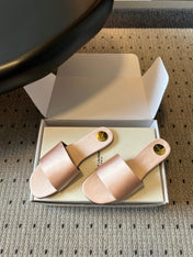 YSL 26S FLAT SLIDES IN NUDE SATIN