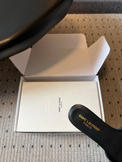 YSL 26S BABYLONE FLAT MULES IN BLACK LAMBSKIN