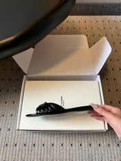 YSL 26S BABYLONE FLAT MULES IN BLACK LAMBSKIN