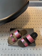 YSL 26S DOUBLE-STRAP SANDALS IN DARK RED CALFSKIN