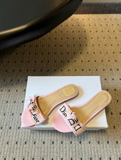 DIOR 26S DWAY SLIDE IN PINK FABRIC AND LAMBSKIN