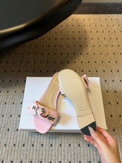 DIOR 26S DWAY SLIDE IN PINK FABRIC AND LAMBSKIN