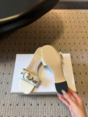 DIOR 26S HIGH-HEEL SANDALS 40 MM IN WHITE FABRIC AND LAMBSKIN